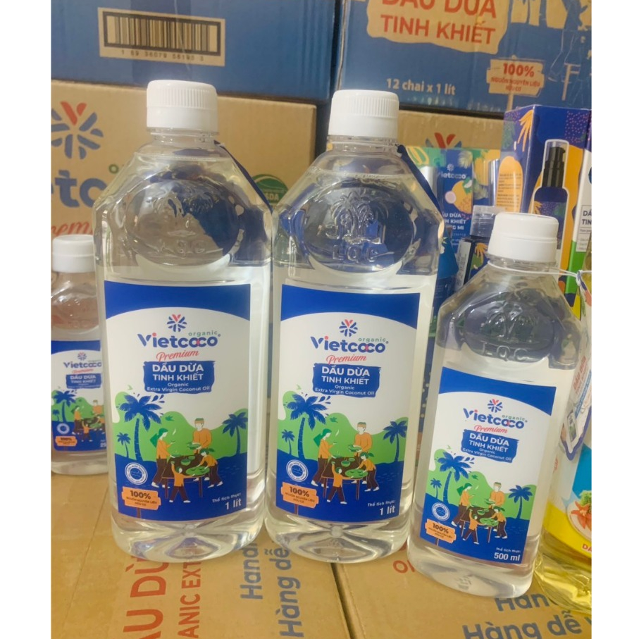 Dầu dừa Tinh khiết Organic  nguyên chất VIETCOCO: 50ML-1 Lít / Tặng vỏ chai xịt 100ml