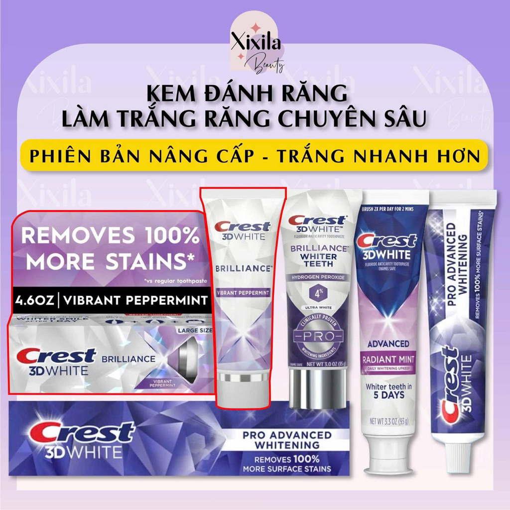Kem đánh răng Crest 3D White Brilliance làm trắng răng vượt trội