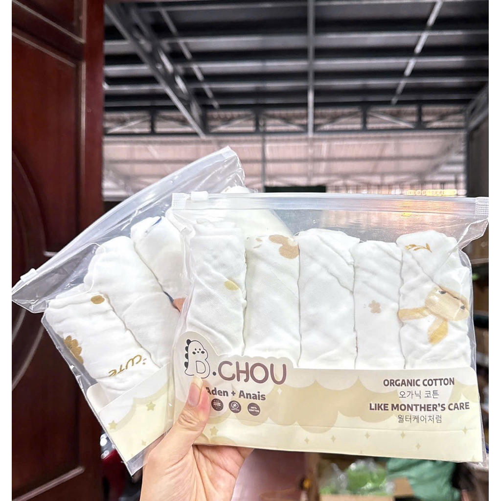 🌼 Khăn sữa bchou 4 lớp Muslin xuất hàn cao cấp cho bé sơ sinh hàn