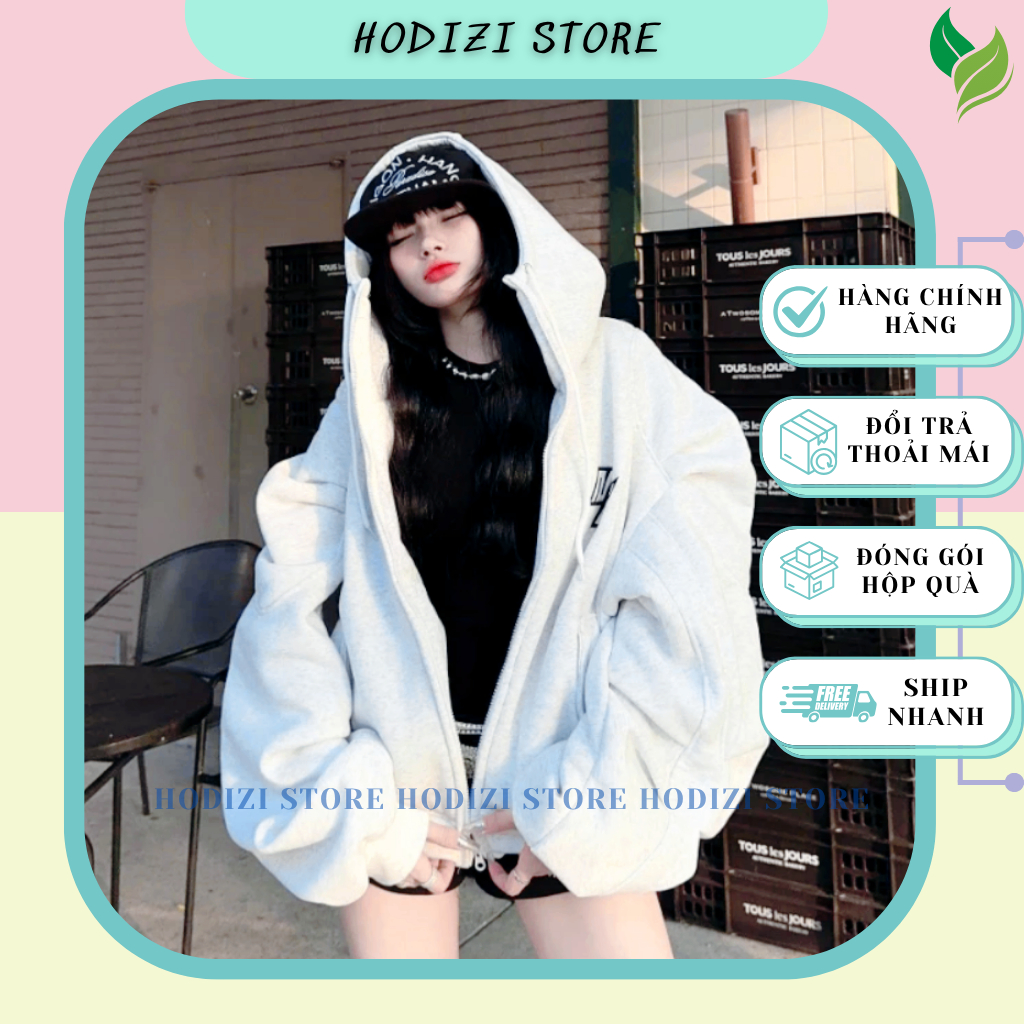Áo Khoác Hoodie Zip Form Rộng nam nữ dày dặn 2 lớp mũ to rộng chất nỉ bông chống nắng tốt IN Chữ NK 