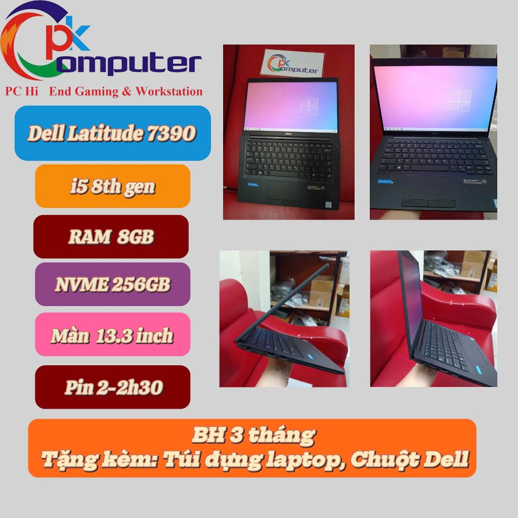 Laptop Dell Latitude 7390 Core i5 | RAM 8GB | SSD 256GB | Màn 13.3 inch FHD | Hàng Chính Hãng