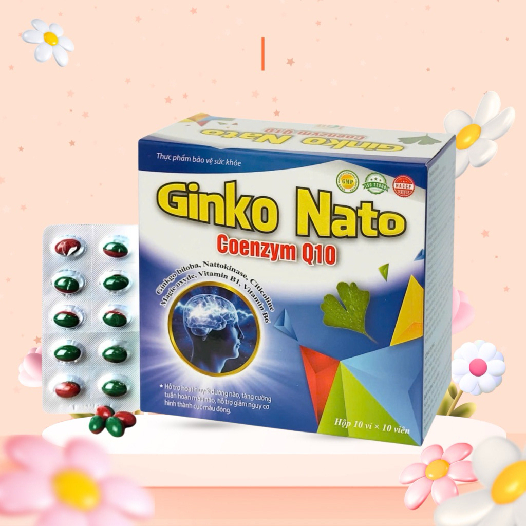 Hoạt huyết dưỡng não Ginko nato Coenzym Q10 ( hộp 100 viên) DN