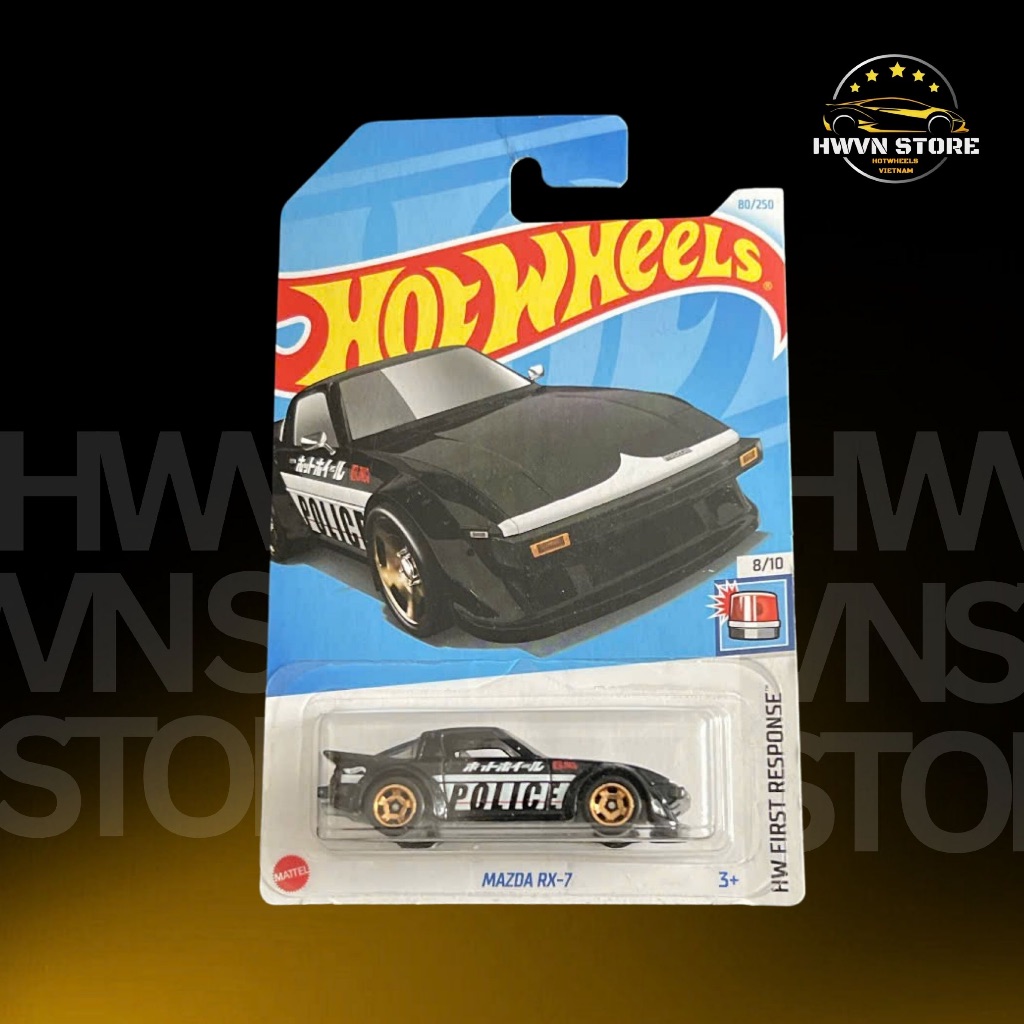 Xe mô hình Hotwheels Mazda RX-7 màu đen police