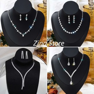 Bộ dây chuyền và hoa tai cao cấp, đính đá toàn bộ phong cách quyến rũ