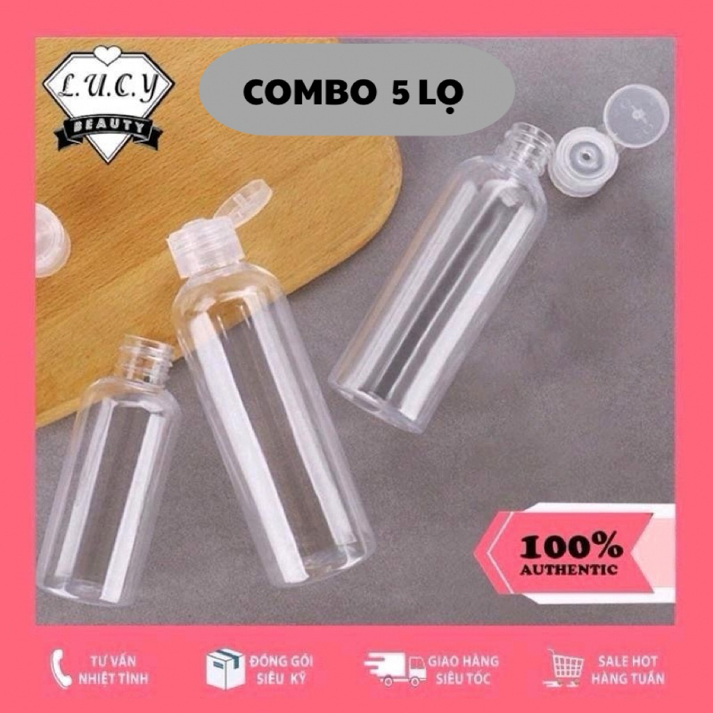 [COMBO 5 LỌ] 3ml - 250ml Lọ chiết nắp bật Chai nhựa triết mỹ mĩ phẩm Lọ rỗng PET đựng toner tẩy trang
