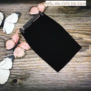 Chân Váy Bút Chì Công Sở Ôm Dáng Vải Co Giãn Có 2 Túi Xéo- Khóa Kéo- Sau Xẻ Sau CV55