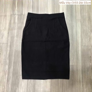 Chân Váy Bút Chì Công Sở Ôm Dáng Vải Co Giãn Có 2 Túi Xéo- Khóa Kéo- Sau Xẻ Sau CV55