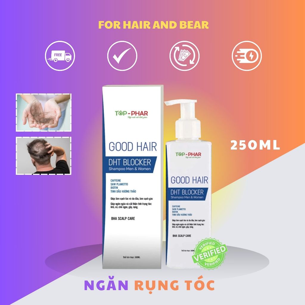 Chai Lớn 250ml Dầu Gội Thảo Dược DHT Blocker Dầu gội Organic Biotin giảm rụng tóc kích thích tóc mọc