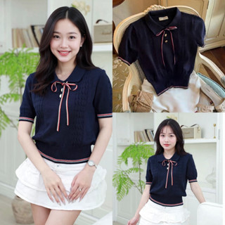 Áo Len Nữ Tay Ngắn PINK Chất Len Quảng Châu – Cổ Thắt Nơ Tiểu Thư, Mềm Mại, Ấm Áp Pink Babydoll