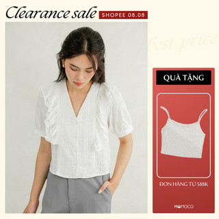 Áo Sơ Mi Công Sở MOMOCO Thiết Kế Cổ Tim Bèo Thân Tay Chất Liệu Mát Mẻ Thanh Lịch M3128