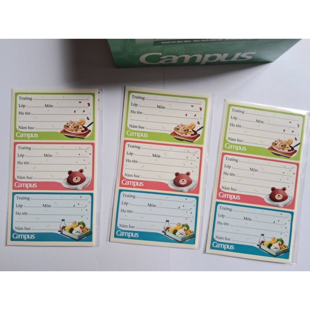Combo 2 tập Nhãn vở campus Food 12c/tập
