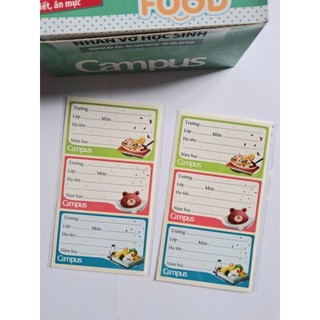 Combo 2 tập Nhãn vở campus Food 12c/tập