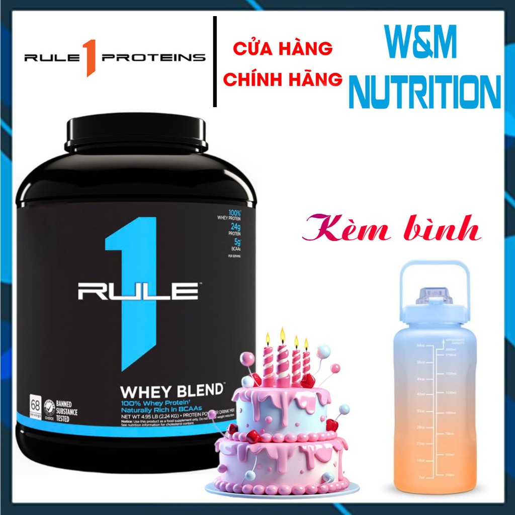 SỮA TĂNG CƠ RULE 1 Blend PROTEIN 5LBS BIRTHDAY CAKE - Whey Protein ISOLATE & HYDROLYZED WHEY