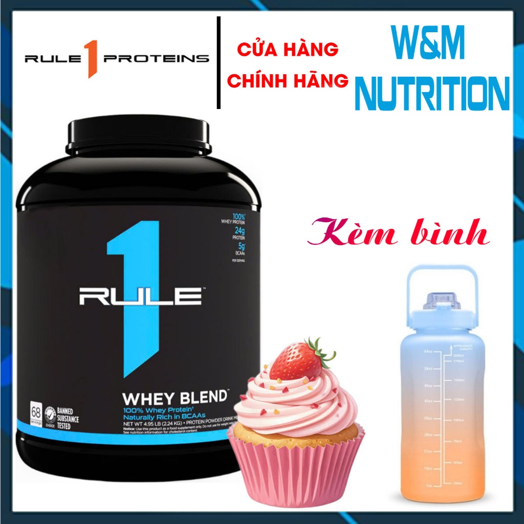 SỮA TĂNG CƠ RULE 1 Blend PROTEIN 5LBS STRAWBERRY - Whey Protein ISOLATE & HYDROLYZED WHEY