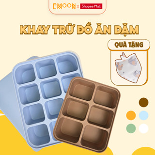 Khay trữ đồ ăn dặm Emoon chia ngăn thông minh, chất liệu silicone bạch kim an toàn cho bé