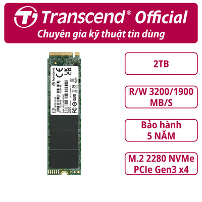 SSD gắn trong Transcend SSD115S 250GB / 500GB / 1TB / 2TB M.2 2280 PCIe Gen3 x4 NVMe upto 3200MB/s - Bảo hành 5 năm