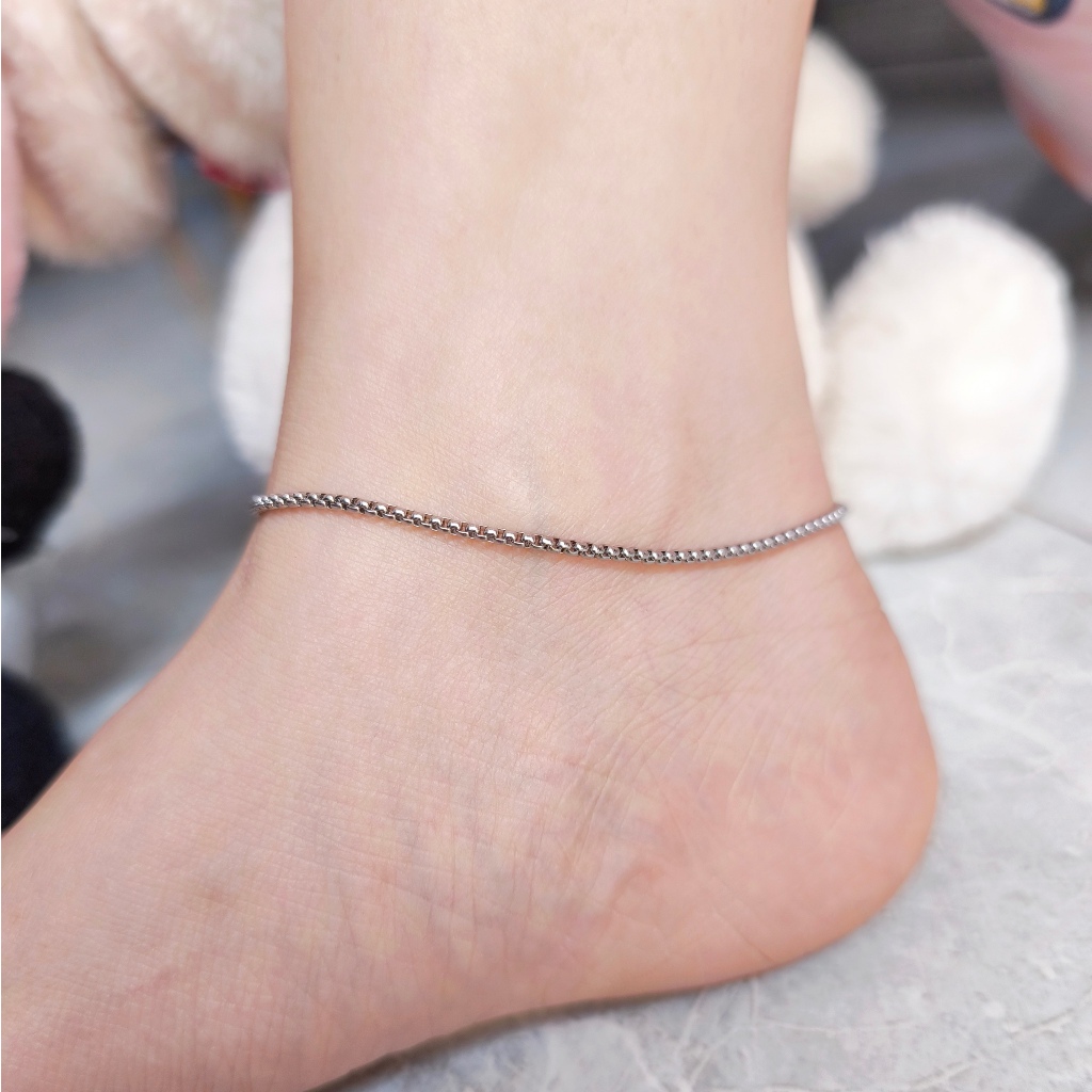 Lắc chân dây công titan không đen gỉ không gây dị ứng màu trắng khóa tròn sang trọng