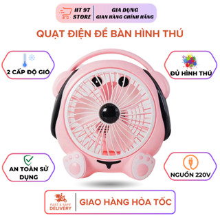 Quạt Mini Để Bàn Hình Thú Dễ Thương 2 Cấp Gió – Quạt Điện Nhỏ Gọn Cho Học Sinh, Nhân Viên, Văn Phòng