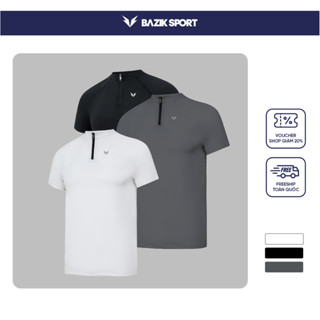 Áo Thun Nam Ngắn Tay Cổ Trụ 1/4 Zip BAZIK SPORT ActivePro SlimFit co giãn 4 chiều, vận động thể thao thoải mái