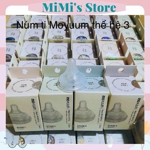 Núm ti thay thế bình Moyuum Hàn Quốc số 1/2/3/4 (1 núm không hộp, set 2 núm có hộp)