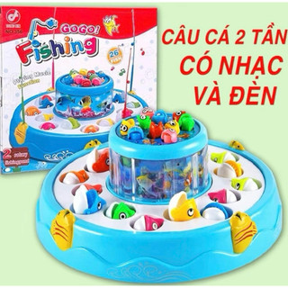 Đồ Chơi Câu Cá 2 Tầng 4 Cần Có Nhạc Và Đèn Xoay 360•