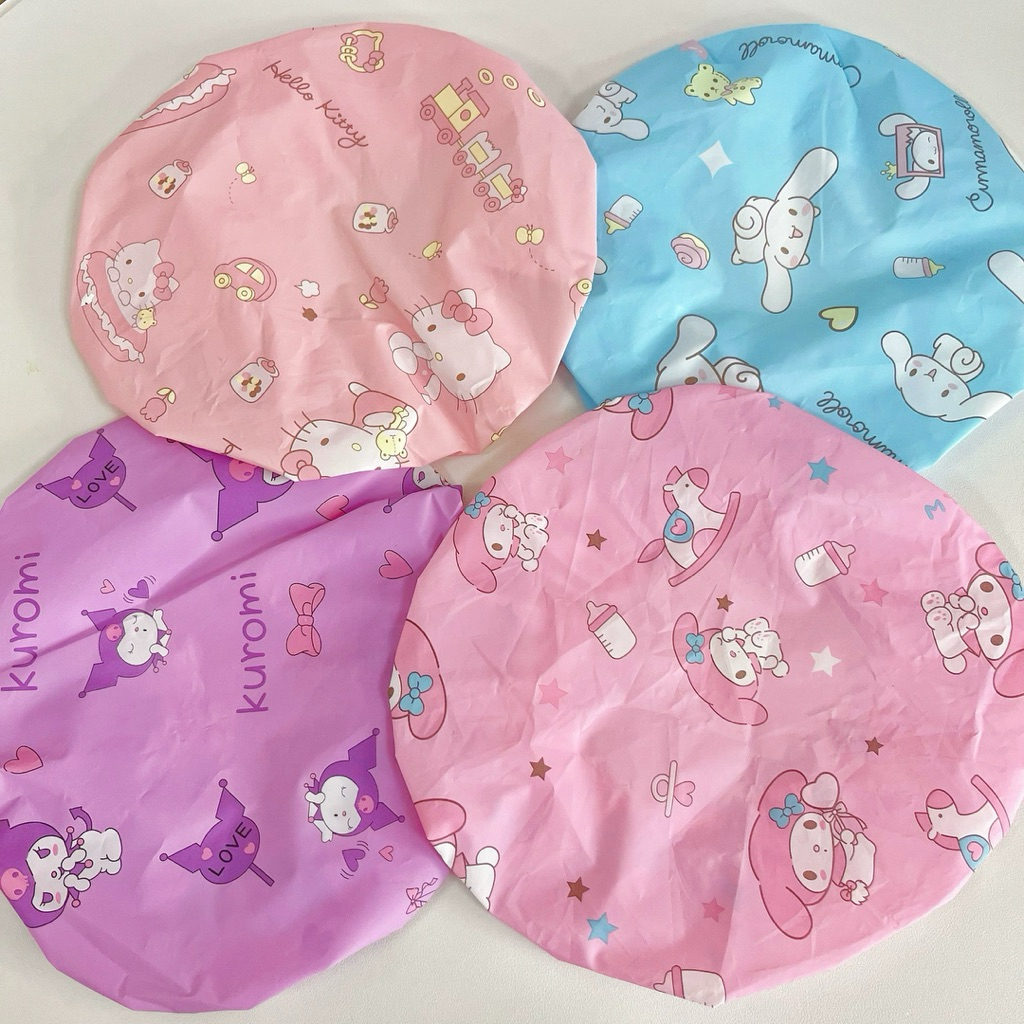 Nón mũ tắm (bọc) trùm đầu tóc Hello Kitty - Doremon