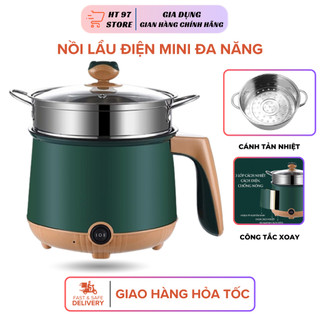  Nồi lẩu điện mini đa năng 2 tầng chống dính kèm giá hấp Inox   Chiên Xào Nấu Nướng   với 2 nấc nhiệt tiện lợi. 