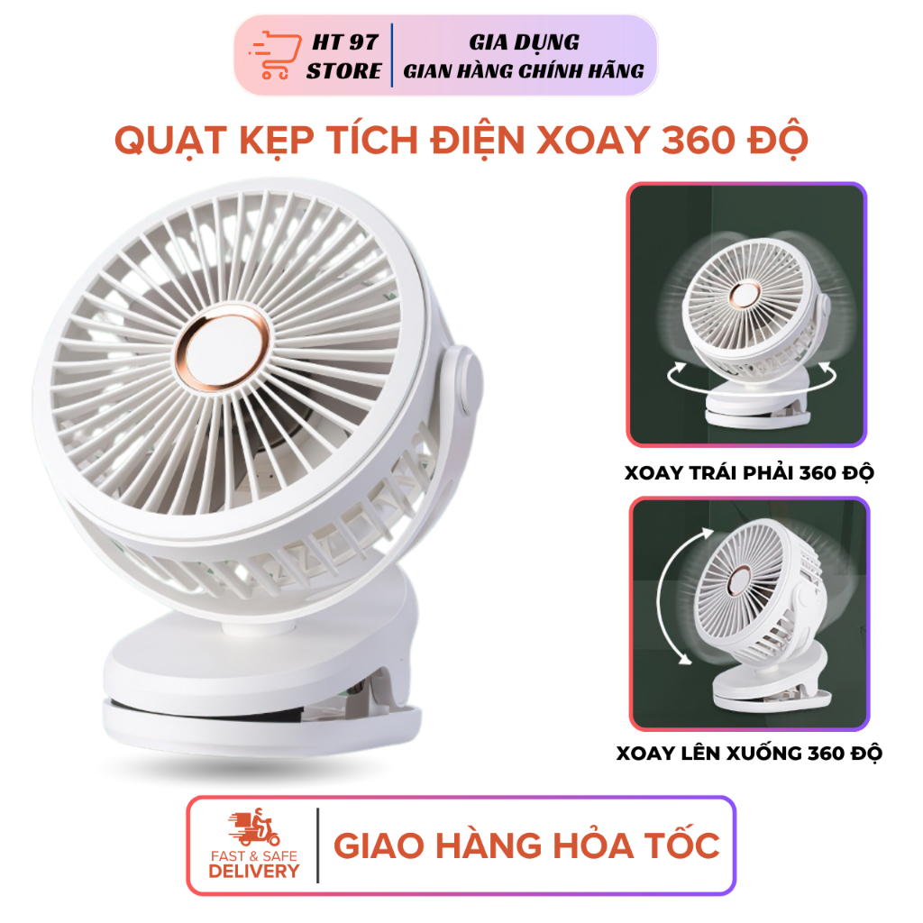 Quạt mini sạc điện 10000 mah quạt kẹp GF07 Thích hợp cho máy tính để bàn, trường học, văn phòng , xe
