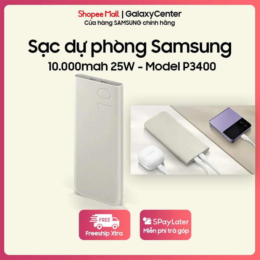 Pin Sạc Dự Phòng Samsung 10000mAh 25W Type C Model EB-P3400