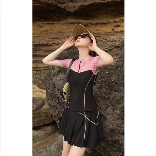 [ BKN 999 ] Size (M-L-XL) Bộ áo tắm, sét đồ bơi đi biển kín đáo, áo tay ngắn váy xòe phối viền tôn dáng HÀ BIKINI | BigBuy360 - bigbuy360.vn