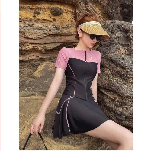 [ BKN 999 ] Size (M-L-XL) Bộ áo tắm, sét đồ bơi đi biển kín đáo, áo tay ngắn váy xòe phối viền tôn dáng HÀ BIKINI | BigBuy360 - bigbuy360.vn
