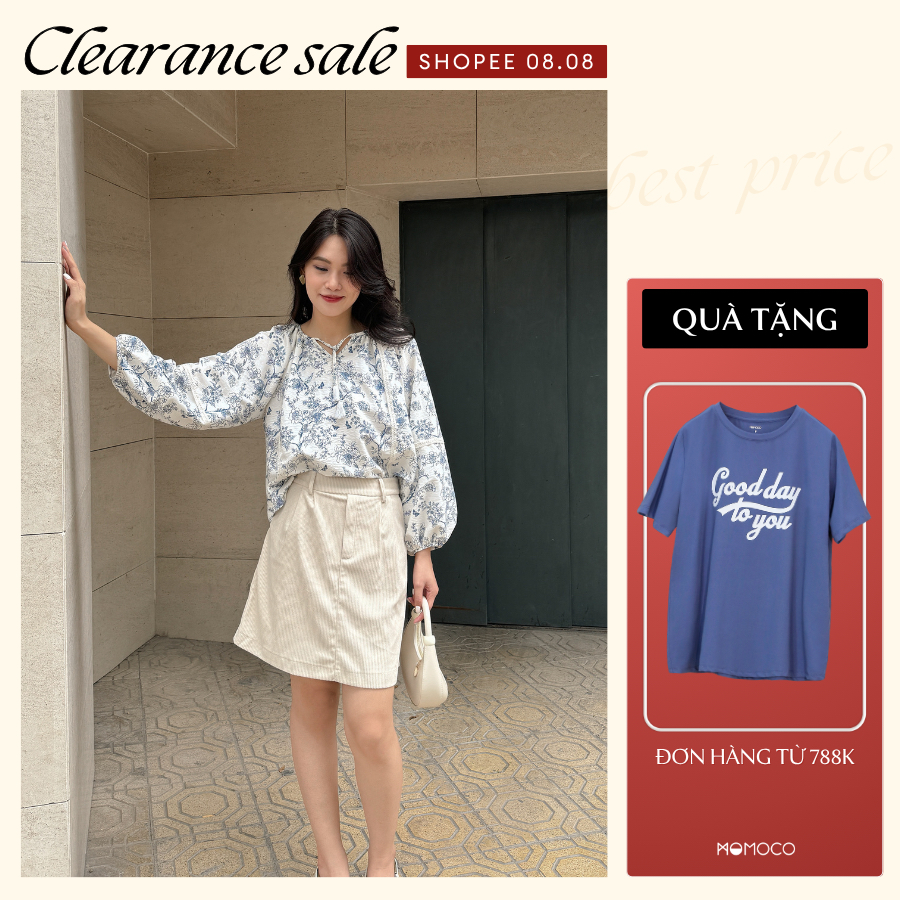 Chân Váy A Moi Khoá Giả MOMOCO Chất Liệu Nhung Tăm Thiết Kế Đơn Giản Thanh Lịch M3264