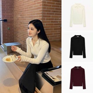 Áo len cổ bẻ dài tay 4 cúc nữ đẹp, áo len gân ôm body form Hàn Quốc S M L, len dệt mịn nhiều màu