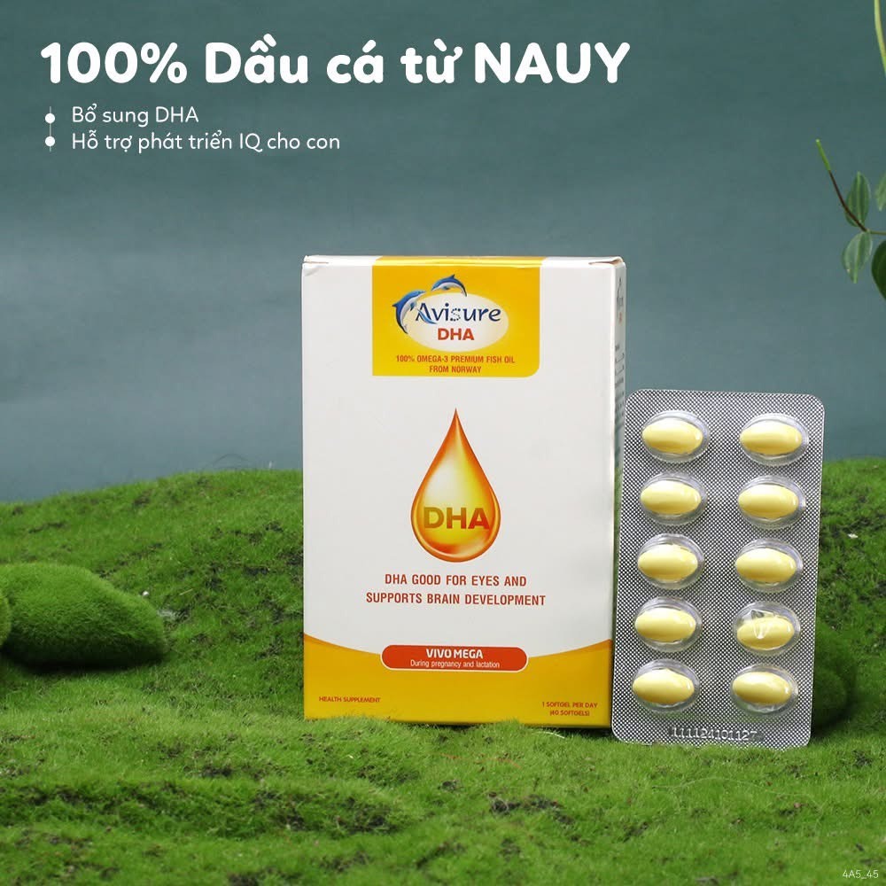 ( Tích điểm + Quà ) -DHA Cho Bà Bầu Avisure 100% Dầu Cá NaUy Giúp Phát Triển Trí Não Và Tốt Cho Mắt Hộp 30 viên- 60 viên