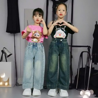 Mẫu mới 2025- Quần Jean SUÔNG KHÔNG DÃN XẺ THÂN bé gái cao cấp  15-55kg  