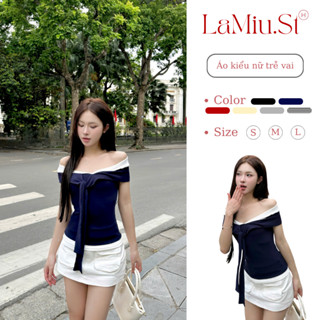 Áo trễ vai ôm body siêu nịnh dáng. Áo kiểu trễ vai phong cách Hàn Quốc cực trendy H43