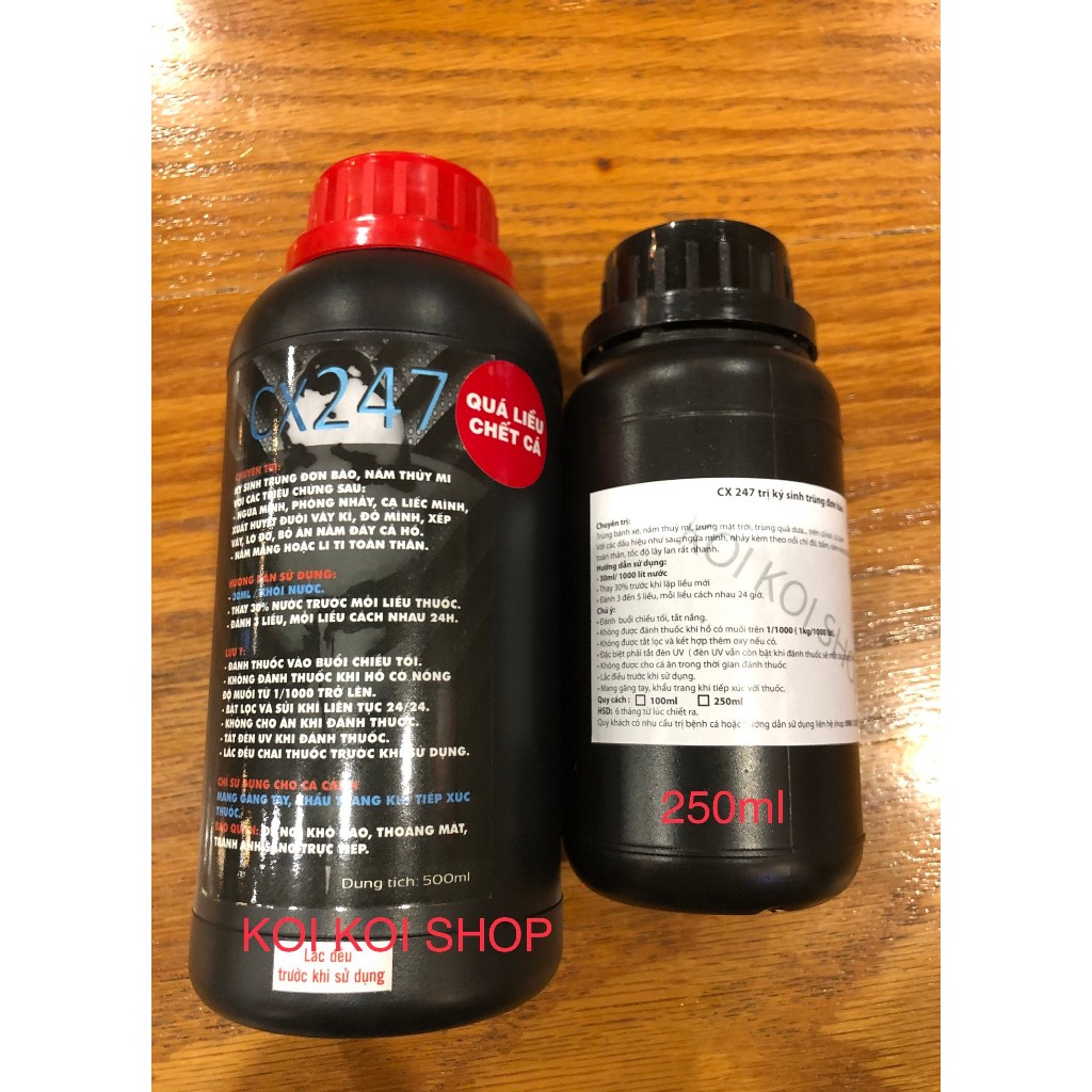 Cx247 chai 100ml_500ml xử lý trùng bánh xe, nấm thuỷ mi cá Koi