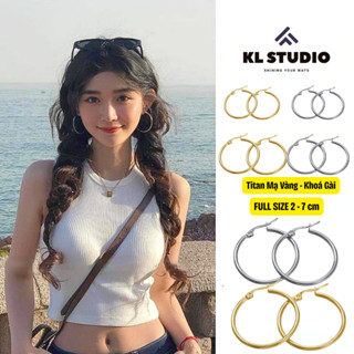 Bông Tai Titan Khoen Tròn KL.STUDIO Nhiều Size Khoá Gài Khuyên Tai Vòng Tròn Mạ Vàng Không Đen Gỉ - E326 