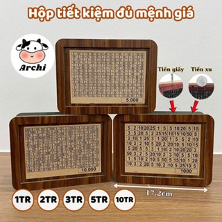 Hộp đựng tiền tiết kiệm bằng gỗ 100 ngày thử thách tiết kiệm nhiều mẫu giúp lên kế hoạch hiệu quả