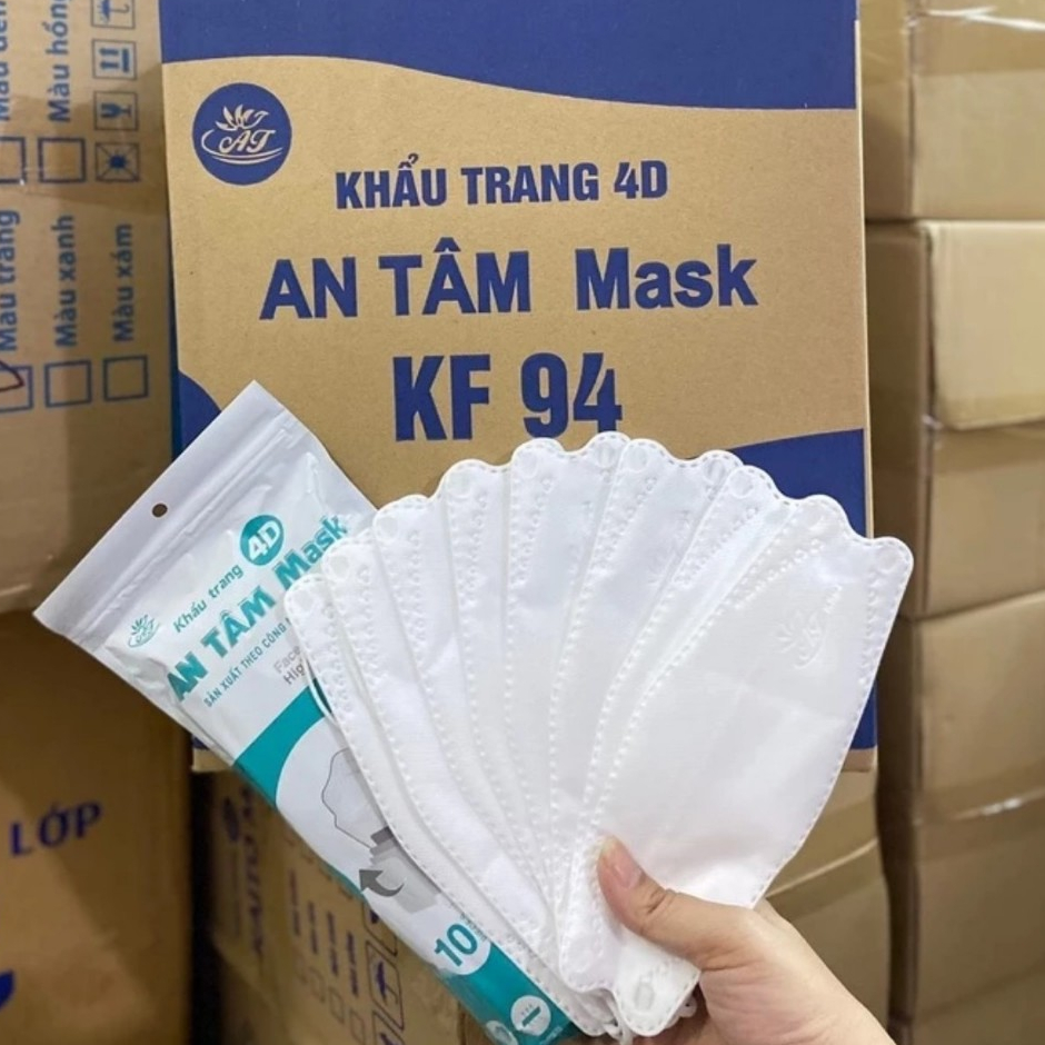 [Tặng kem 10 cái 5D] Thùng 150 cái và 300 cái (1 thùng) khẩu trang 4D An Tâm Mask KF 94