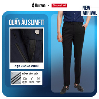  Quần âu nam Vulcano màu xanh navy màu đen cao cấp cạp không chun dáng slim lịch lãm 3008 