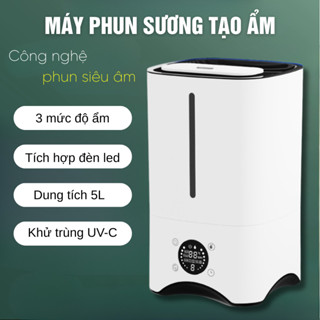 Máy Phun Sương Tạo Ẩm Không Khí Dung Tích 5L Máy Khuếch Tán Tinh Dầu Có Đèn Báo Máy tạo ẩm diệt khuẩn 99,9%