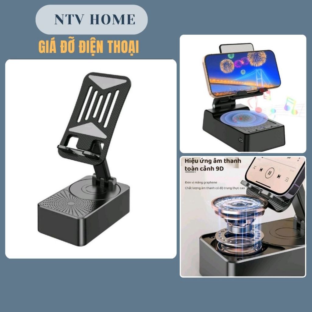 NTV HOME Sản phẩm giá đỡ điện thoại kèm loa Bluetooth và sạc dự phòng là giải pháp hoàn hảo cho người dùng hiện đại