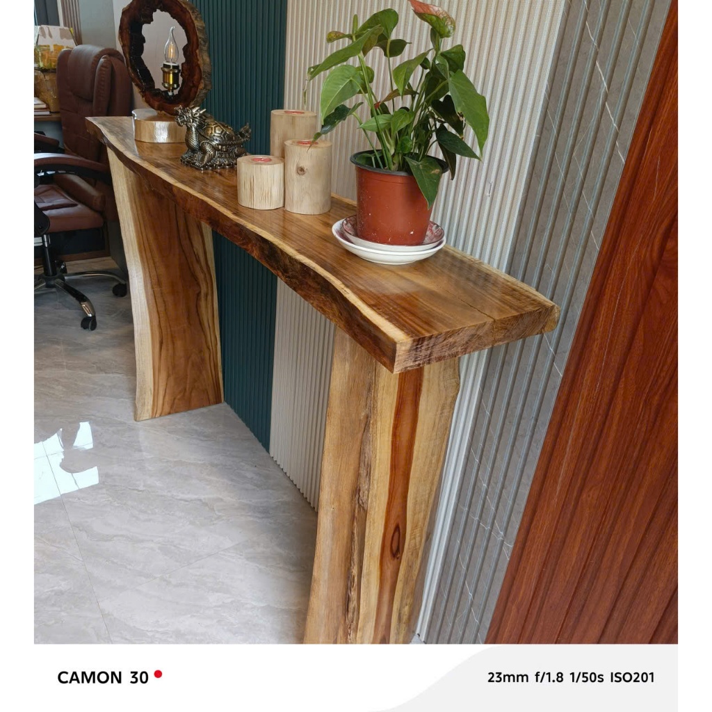 Bàn Console Gỗ Tự Nhiên Nguyên Tấm Chân Gỗ Nguyên Khối Dày 5cm Decor Hiện Đại Sang Trọng Dadota