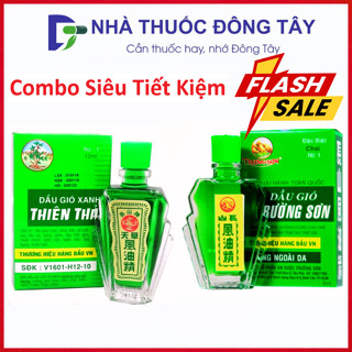   Combo 3  Dầu Gió Xanh Thiên Thảo chai 12ml Dầu Gió Xanh Trường Sơn 6ml Giải Cảm Nghẹt Mũi  Đau Nhức Mỏi - Nhà Thuốc 