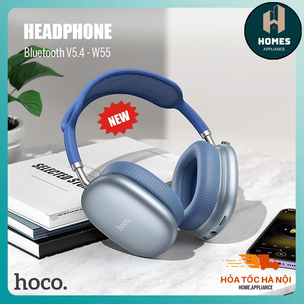 Tai Nghe Bluetooth V5.4 Hoco W55 Hỗ Trợ Mic Đàm Thoại - Tai Nghe Chụp Tai Hoco W55 Plus Giảm Tiếng Ồ