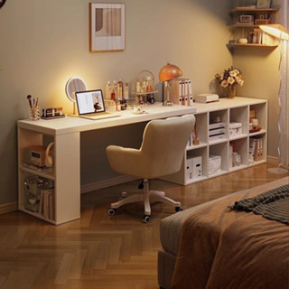 Bàn làm việc kết hợp tủ sách hiện đại dáng chữ L chất liệu gỗ MDF màu full trắng - GP368