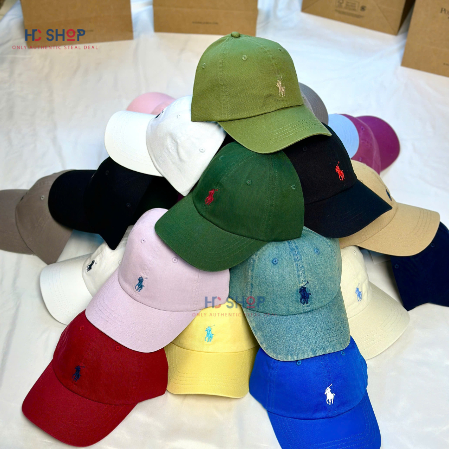   Chính hãng  Nón  Mũ lưỡi trai polo Ralph Lauren basic logo thêu unisex full bọc túi giấy tem tag no checkcode 
