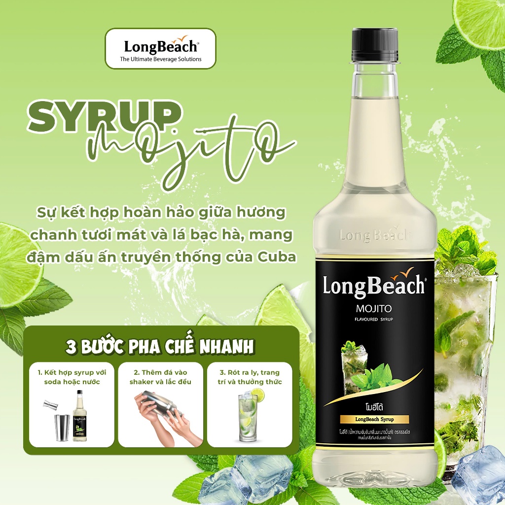 Siro Mojito - LongBeach Mojito Flavoured Syrup 740 ml