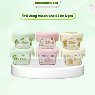  Hộp Trữ Đông Thuỷ Tinh Misan có vạch chia Cốc nấu cháo thủy tinh Misan đựng đồ ăn dặm cho bé size 110ml và 140ml 